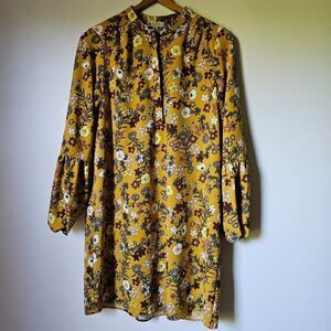 EUC WORN ONCE ELIANE ROSE FLORAL QUARTER BUTTONED PUFFED SLEEVES DRESS SIZE 10/M